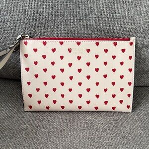 Kate Spade Red Heart Pattern Wristlet